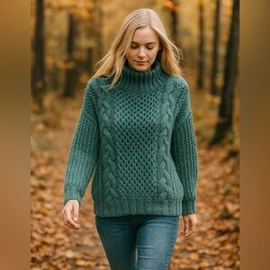 NEW without tags Universal Thread Women’s Green Loose Knit Cabled Sweater Sz L!!